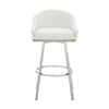 Dalza 30 Inch Swivel Barstool Chair Open Back Soft White Faux Leather By Casagear Home BM313648