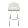 Dalza 30 Inch Swivel Barstool Chair Open Back Soft White Faux Leather By Casagear Home BM313648