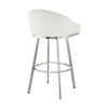 Dalza 30 Inch Swivel Barstool Chair Open Back Soft White Faux Leather By Casagear Home BM313648