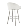 Dalza 30 Inch Swivel Barstool Chair Open Back Soft White Faux Leather By Casagear Home BM313648