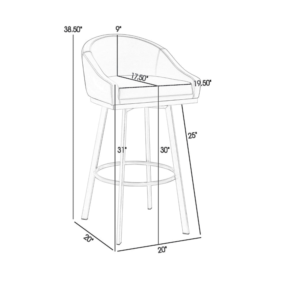 Dalza 30 Inch Swivel Barstool Chair Open Back Soft White Faux Leather By Casagear Home BM313648