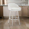 Dalza 30 Inch Swivel Barstool Chair Open Back Soft White Faux Leather By Casagear Home BM313648