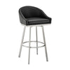 Dalza 30 Inch Swivel Barstool Chair Open Back Soft Black Faux Leather By Casagear Home BM313649