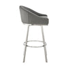 Dalza 30 Inch Swivel Barstool Chair Cushioned Open Back Gray Faux Leather By Casagear Home BM313650