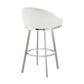 Dalza 26 Inch Swivel Counter Stool Chair Cushioned White Faux Leather By Casagear Home BM313651