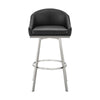 Dalza 26 Inch Swivel Counter Stool Chair Cushioned Black Faux Leather By Casagear Home BM313652