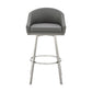 Dalza 26 Inch Swivel Counter Stool Chair Cushioned Back Gray Faux Leather By Casagear Home BM313653