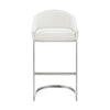 Holo 26 Inch Counter Stool Chair Metal Cantilever Base White Faux Leather By Casagear Home BM313654