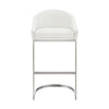 Holo 26 Inch Counter Stool Chair Metal Cantilever Base White Faux Leather By Casagear Home BM313654