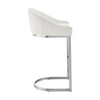 Holo 26 Inch Counter Stool Chair Metal Cantilever Base White Faux Leather By Casagear Home BM313654