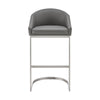 Holo 26 Inch Counter Stool Chair Metal Cantilever Base Gray Faux Leather By Casagear Home BM313655