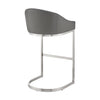 Holo 26 Inch Counter Stool Chair Metal Cantilever Base Gray Faux Leather By Casagear Home BM313655