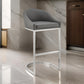 Holo 26 Inch Counter Stool Chair, Metal Cantilever Base, Gray Faux Leather By Casagear Home