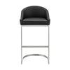 Holo 26 Inch Counter Stool Chair Metal Cantilever Base Black Faux Leather By Casagear Home BM313656