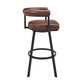 Weni 26 Inch Swivel Counter Stool Chair Barrel Open Back Black Brown By Casagear Home BM313657