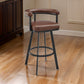 Weni 26 Inch Swivel Counter Stool Chair, Barrel Open Back, Black, Brown By Casagear Home