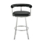 Weni 26 Inch Swivel Counter Stool Chair Barrel Open Back Chrome Black By Casagear Home BM313658