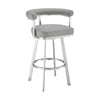 Weni 26 Inch Swivel Counter Stool, Barrel Open Back, Light Gray, Chrome By Casagear Home