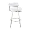 Weni 26 Inch Swivel Counter Stool Chair Barrel Open Back White Steel By Casagear Home BM313660