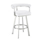 Weni 26 Inch Swivel Counter Stool Chair, Barrel Open Back, White, Steel By Casagear Home