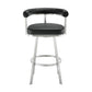 Weni 30 Inch Swivel Barstool Chair Barrel Open Back Black Steel Frame By Casagear Home BM313661