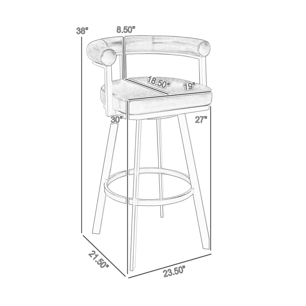 Weni 30 Inch Swivel Barstool Chair Barrel Open Back Light Gray Steel By Casagear Home BM313662