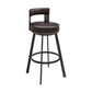 Ami 26 Inch Swivel Counter Stool Chair, Curved Open Back Brown Faux Leather By Casagear Home