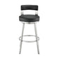 Ami 26 Inch Swivel Counter Stool Chair Black Faux Leather Stainless Steel By Casagear Home BM313666