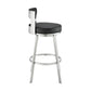 Ami 26 Inch Swivel Counter Stool Chair Black Faux Leather Stainless Steel By Casagear Home BM313666