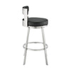 Ami 26 Inch Swivel Counter Stool Chair Black Faux Leather Stainless Steel By Casagear Home BM313666