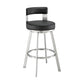 Ami 26 Inch Swivel Counter Stool Chair, Black Faux Leather, Stainless Steel By Casagear Home