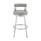 Ami 26 Inch Swivel Counter Stool Chair Light Gray Faux Leather Steel By Casagear Home BM313667