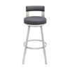 Ami 26 Inch Swivel Counter Stool Chair Gray Faux Leather Chrome Iron By Casagear Home BM313668