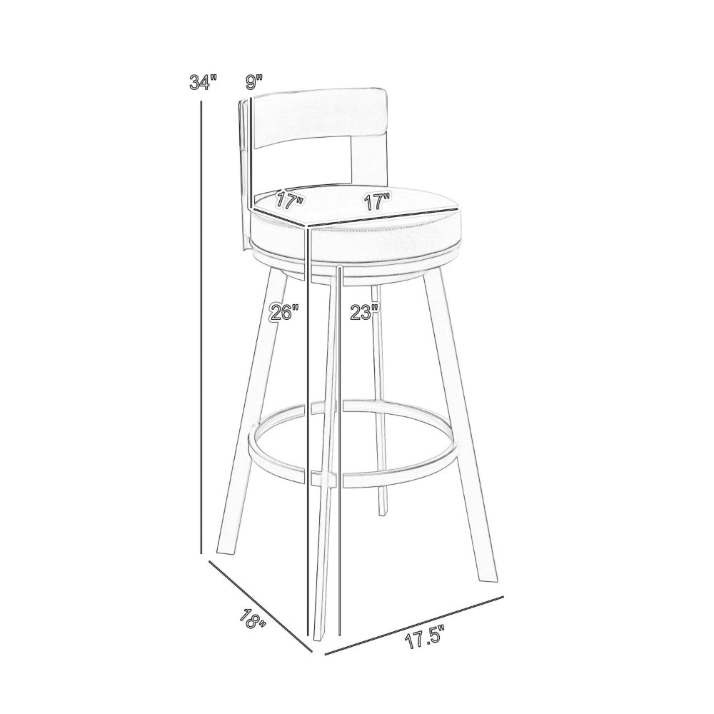 Ami 26 Inch Swivel Counter Stool Chair Gray Faux Leather Chrome Iron By Casagear Home BM313668