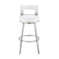 Ami 26 Inch Swivel Counter Stool Chair White Faux Leather Stainless Steel By Casagear Home BM313669