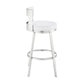 Ami 26 Inch Swivel Counter Stool Chair White Faux Leather Stainless Steel By Casagear Home BM313669