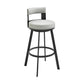 Ami 30 Inch Swivel Barstool Chair Gray Faux Leather Black Iron Frame By Casagear Home BM313670