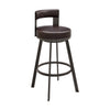 Ami 30 Inch Swivel Barstool Chair Curved Open Back Brown Faux Leather By Casagear Home BM313671