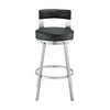 Ami 30 Inch Swivel Barstool Chair Black Faux Leather Stainless Steel By Casagear Home BM313672