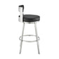 Ami 30 Inch Swivel Barstool Chair Black Faux Leather Stainless Steel By Casagear Home BM313672