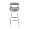 Ami 30 Inch Swivel Barstool Chair Light Gray Faux Leather Steel By Casagear Home BM313673