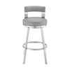 Ami 30 Inch Swivel Barstool Chair Light Gray Faux Leather Steel By Casagear Home BM313673