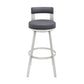 Ami 30 Inch Swivel Barstool Chair Gray Faux Leather Open Back Silver Base By Casagear Home BM313674