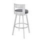 Ami 30 Inch Swivel Barstool Chair Gray Faux Leather Open Back Silver Base By Casagear Home BM313674