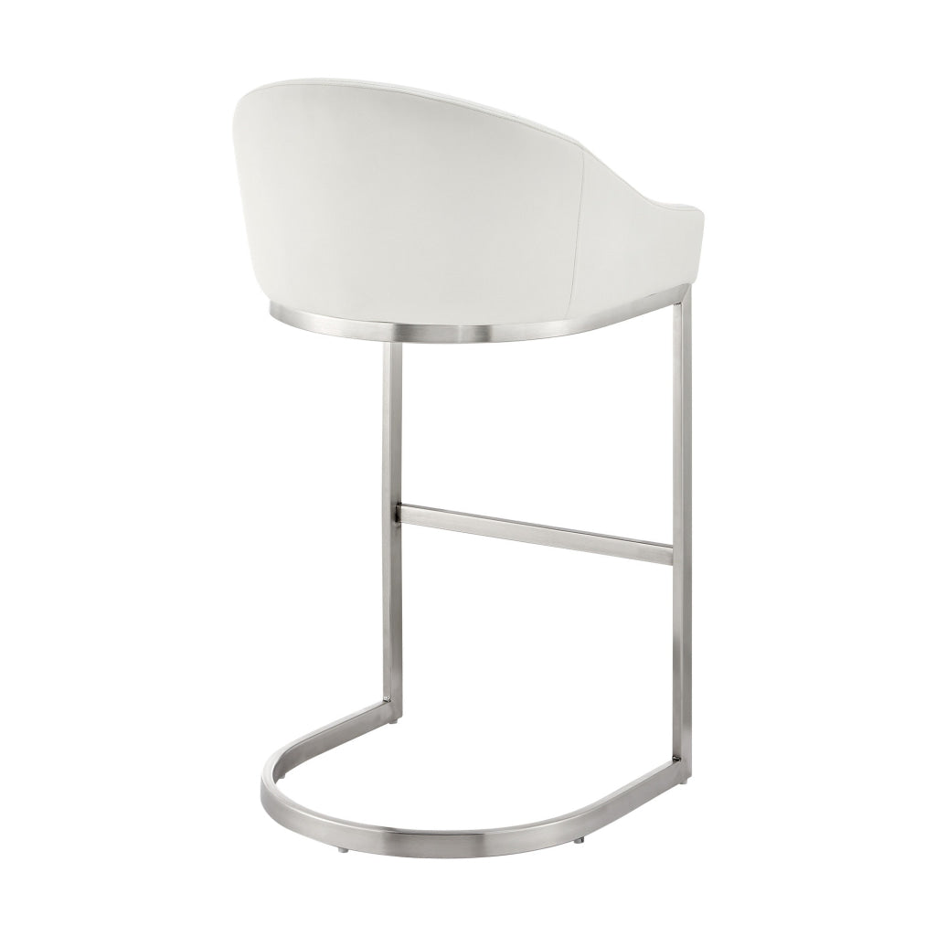 Holo 30 Inch Barstool Chair L Shaped Cantilever Base White Faux Leather By Casagear Home BM313678