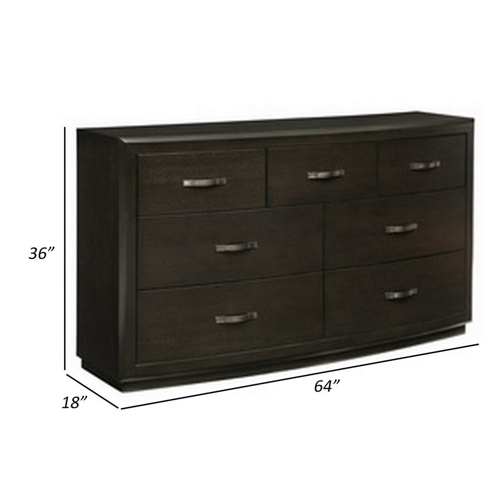 Pagi 64 Inch Dresser 7 Drawer Dark Bronze Bar Handles Dark Gray Finish By Casagear Home BM314215