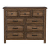 Reva 50 Inch Dresser 9 Drawers Black Metal Light Brown Solid Wood By Casagear Home BM314218