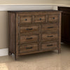 Reva 50 Inch Dresser 9 Drawers Black Metal Light Brown Solid Wood By Casagear Home BM314218