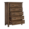 Reva 52 Inch Tall Dresser Chest 5 Drawers Black Metal Light Brown Wood By Casagear Home BM314219