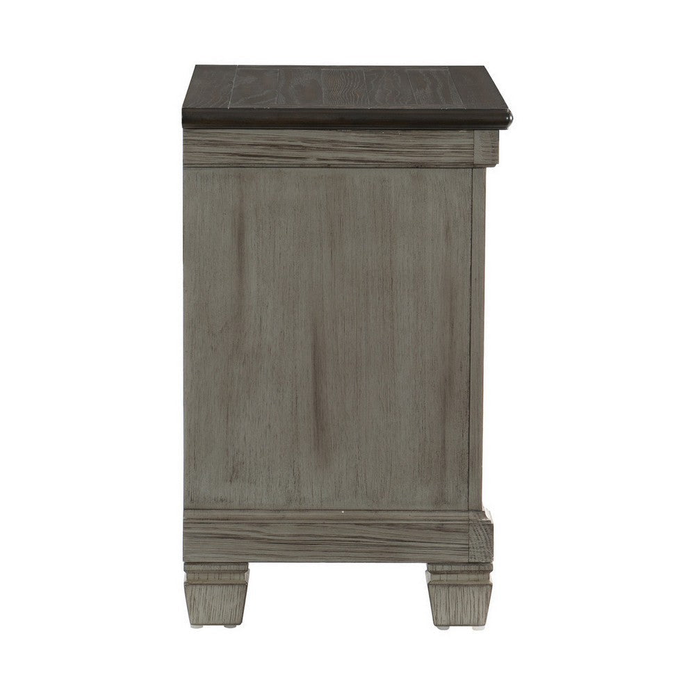 Cadie 29 Inch Nightstand 2 Drawers Coffee Brown Antique Gray Wood By Casagear Home BM314222